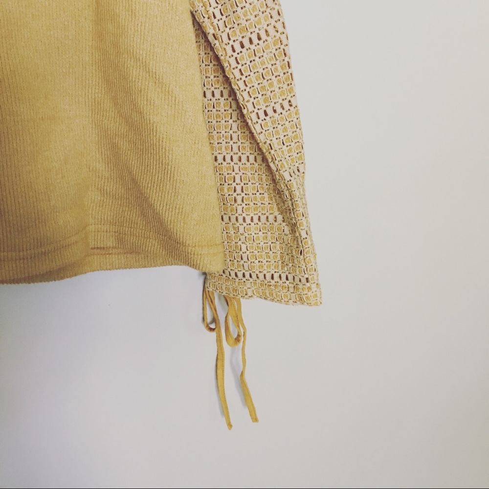Anthro Anama Mustard Tie Sleeve Hoodie - Picture 3 of 8